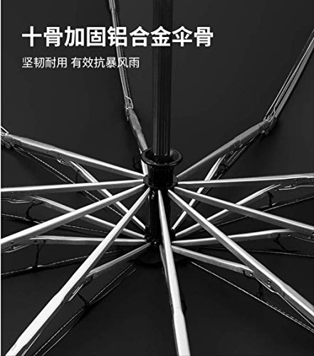 Paraguas Inverso Plegable De Tres Colores Sólidos, Paraguas De Aleación De Aluminio De Diez Huesos, Calidad De Gran Tamaño Que Garantiza El Paraguas De Pegamento De Plata Cerezo