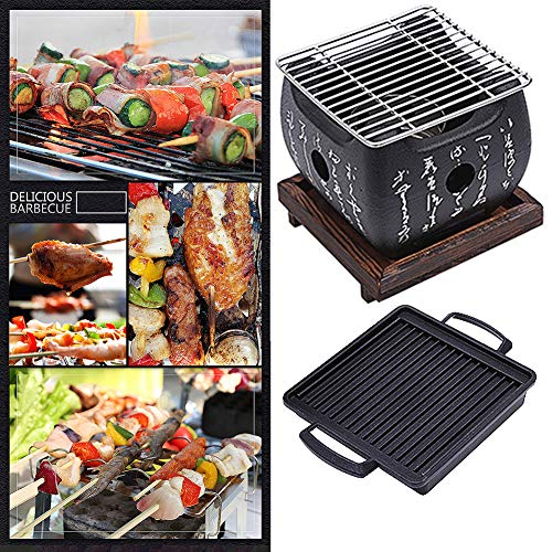 Parrilla de barbacoa de estilo japonés, estufa de barbacoa portátil, barbacoa reutilizable accesorios de carbón de metal hogar camping herramientas de cocina portátiles para camping hogar fiesta