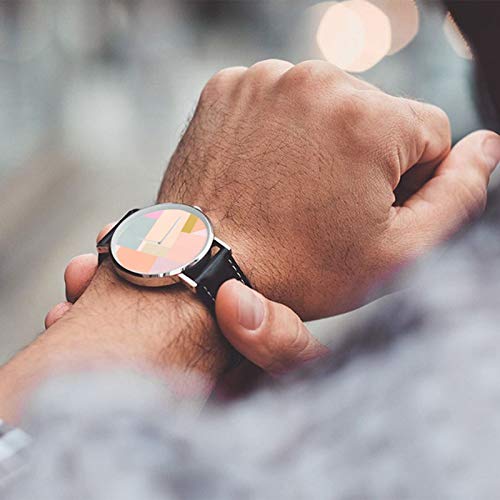 Pastel Geométrico Diseño Gráfico Reloj de Cuarzo Movimiento Impermeable Correa de Reloj de Cuero para Hombres Mujeres Simple Business Casual Reloj