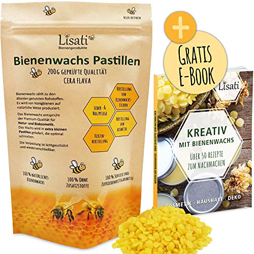 Pastillas de cera de abeja de apicultor 100 % naturales, fundido rápido, ideales para la fabricación de pomadas, jabones y velas, incluidas en bolsa opaca resellable para una gran durabilidad