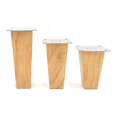 Patas para Muebles de Roble,Pies de Sofá/Mesa de Café de Madera Maciza,Pies de Soporte de Muebles,Pies de Mesa/Gabinete,con Placa de Hierro Fija y Tornillos,Cono Recto Cuadrado(15cm/5.91in)