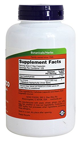 Pau D Arco, 500 mg, 250 cápsulas - Now Foods
