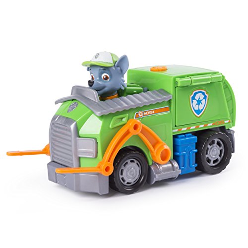 PAW PATROL 6053387 Rocky's Camión de Reciclaje Transformador con Herramientas de extracción y Carretilla elevadora móvil, para Edades de 3 y más, Multicolor