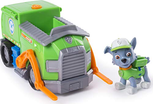 PAW PATROL 6053387 Rocky's Camión de Reciclaje Transformador con Herramientas de extracción y Carretilla elevadora móvil, para Edades de 3 y más, Multicolor