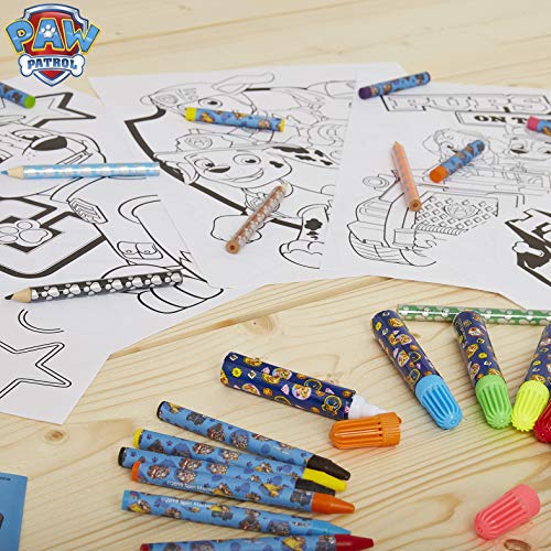PAW PATROL Set Pinturas para Niños, Kit de Arte con Material Escolar, Incluye Lapices Colores, Ceras de Colores, Rotuladores y Acuarelas Niños, Regalos Creativos para Niños y Niñas 3+