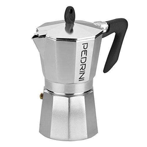 Pedrini 9084-3 - Cafetera de aluminio, color negro, 6 tazas