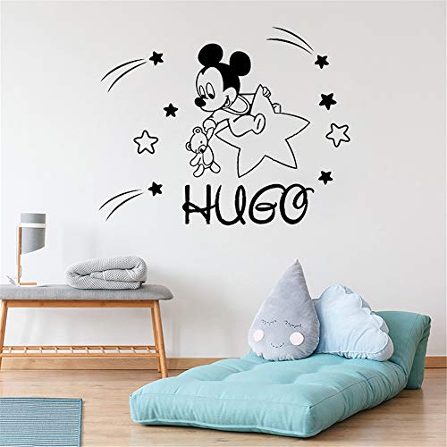 pegatina de pared 3d Etiqueta de la pared de Mickey Mouse Decal Nombre personalizado Etiqueta de la pared de vinilo de Mickey Mouse para niños Habitación Art calcomanías personalizada bebé nombre