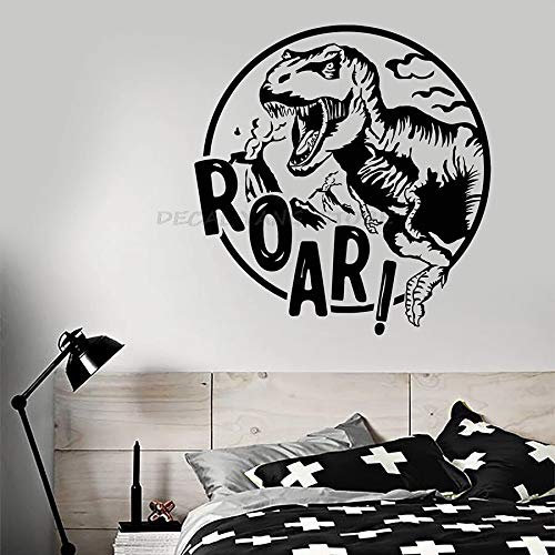 Pegatina de Pared de Palabras rugientes Tyrannosaurus Rex niños guardería Dormitorio decoración Interior Vinilo Ventana calcomanía Mural-57x59cm