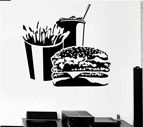 Pegatina Fotomurales Hamburguesa Papas Refrescos Puerta Ventana Vinyl Snack Bar Tienda De Comida Rápida Decoración De Interiores Papel Pintado 42X44 cm