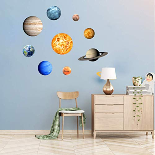 Pegatinas de Pared Luminosos 9 Planetas Pegatina Luminosa 3D Etiqueta Engomada para Habitación Infantil