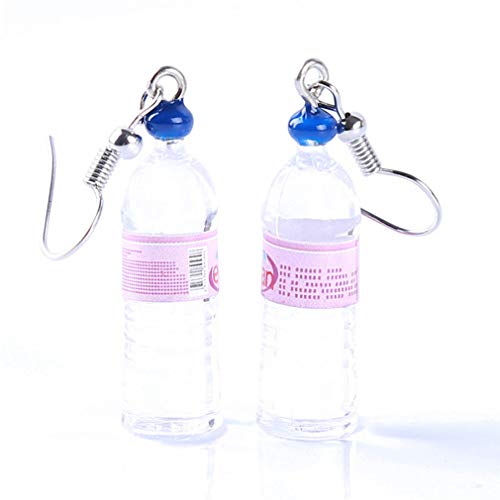 Pendientes de botella de agua mineral Lightblue en 3D, bonitos pendientes de temperamento simples, bonitos pendientes de tuerca.