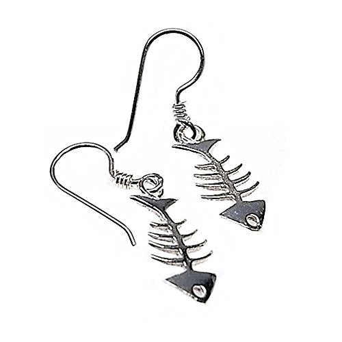 Pendientes plata Ley 925m motivo raspa 18mm. pescado [AB5355]