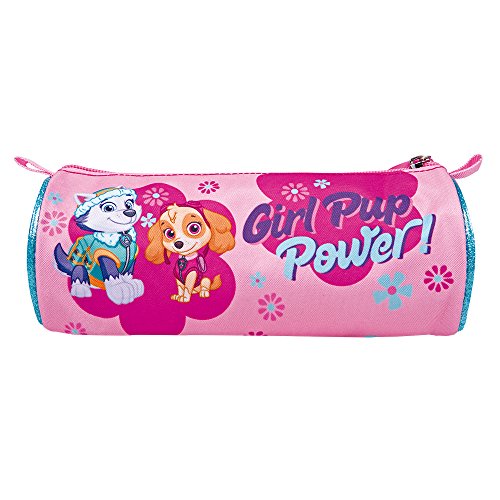 PERLETTI Estuche Escolar Niña La Patrulla Canina - Bolsa para Lapices con Skye y Everest - Practico Neceser Portatodo con Cremallera para la Escuela y de Viaje - Rosa - 8x21x8 cm