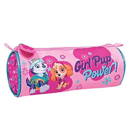 PERLETTI Estuche Escolar Niña La Patrulla Canina - Bolsa para Lapices con Skye y Everest - Practico Neceser Portatodo con Cremallera para la Escuela y de Viaje - Rosa - 8x21x8 cm