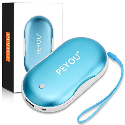 PEYOU Calentador de Manos USB Recargable, 5200mAh Banco de Energía Portátil con Luz LED Función de Iluminación, Calentador de Bolsillo para Mujeres - Regalo para Familia, Amigos