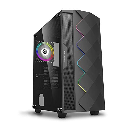 Phoenix Technologies - Torre Gaming Negra RGB, Cristal Templado, Compatible con Placas ATX, Mini-ATX, Incluye Ventilador RGB, Filtros Anti-Polvo y Tira Frontal RGB Sincronizada con Ventilador (Negro)