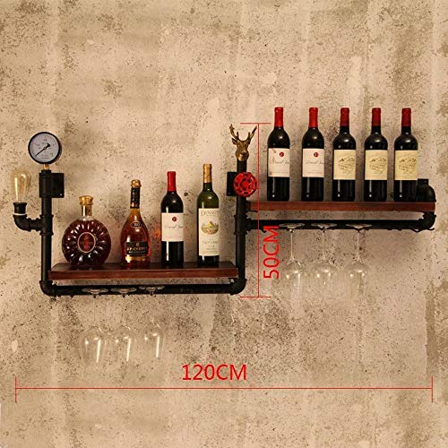 PHT HTZ Aire Industrial Loft Enfriador De Estante del Vino Estante De La Botella De Vino Barra De Suspensión Bar De Vinos De Estante De Tubería Portadora Original Zhiwu Enrejado 120 × 20 × 50cm A+