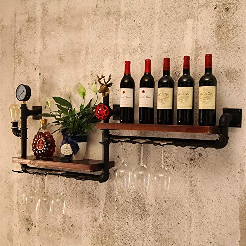 PHT HTZ Aire Industrial Loft Enfriador De Estante del Vino Estante De La Botella De Vino Barra De Suspensión Bar De Vinos De Estante De Tubería Portadora Original Zhiwu Enrejado 120 × 20 × 50cm A+