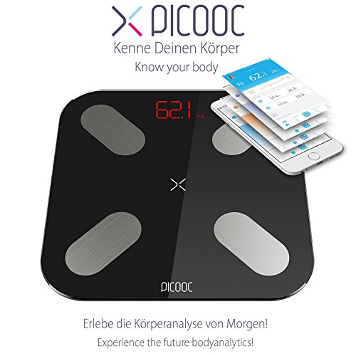 PICOOC Mini, báscula digital personal Smart con App, Bluetooth, análisis largo plazo PHMS, grasa corporal BMI agua masa muscular, Apple iOS, Android