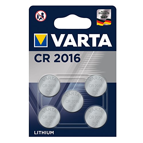 Pila de botón de litio de 3V VARTA Electronics CR2016, pilas de botón en un blíster original de 5 unidades