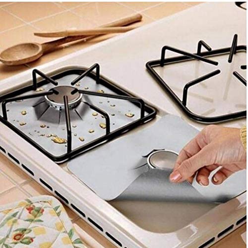 PiniceCore Herramientas 4pcs Reutilizable lámina encimera de Gas Gama de quemadores Quemador Protector de la Cubierta para el trazador de líneas de Limpieza de la Cocina