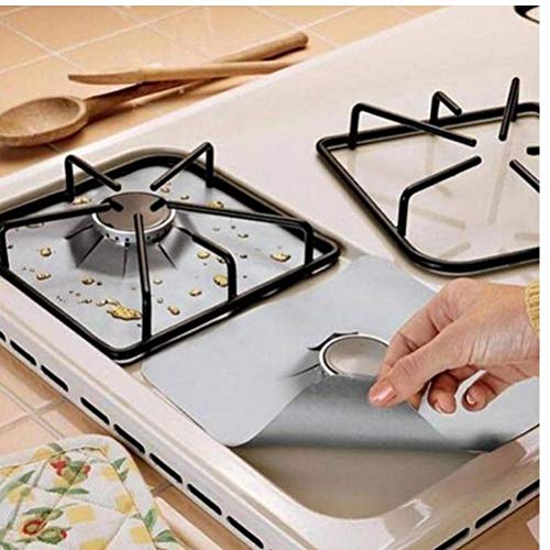 PiniceCore Herramientas 4pcs Reutilizable lámina encimera de Gas Gama de quemadores Quemador Protector de la Cubierta para el trazador de líneas de Limpieza de la Cocina