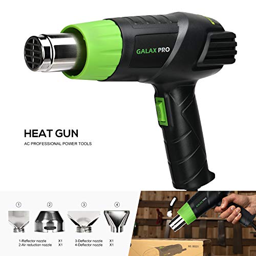 Pistola de Aire Caliente, GALAX PRO 2000W Dos Niveles de Temperaturay Tlujo de Aire Ajustables (Ⅰ: 350 ℃ 250L / min, Ⅱ: 550 ℃ 500L / min) con 4 Boquillas, Doble Protección