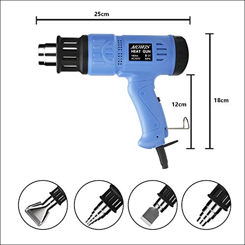 Pistola de Aire Caliente MOWIS calor Decapador Profesional con Pantalla LCD Temperatura Ajustable (100-600℃, 190-500L/min) 4 accesorios para Pelar Pintura, Deformar Tubos, Encoger PVC