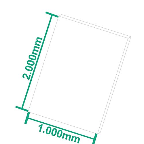 Placa de PVC duro de A + H Kunststoffe, de 2000 x 1000 mm, unilateral con protector de pantalla de 1 mm/2 mm, Blanco