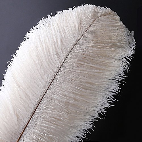 Pluma de la pluma de la avestruz natural 10pcs pluma de 16-18inch (los 40-45cm) para los centros de mesa de la boda decoración del hogar (Blanco)