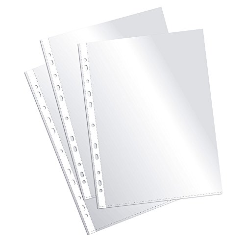 Plus Office EH303A-8/FC - Fundas multitaladro folio-cristal, 90 micras, 100 unidades, transparente & AmazonBasics Papel multiusos para impresora A4 80gsm, 1 paquete, 500 hojas, blanco