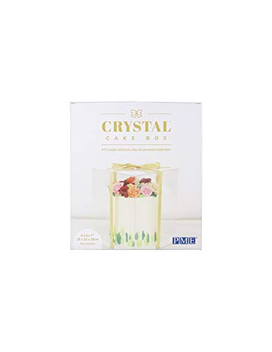 PME Crystal Cake Box 8" Caja para Tartas (Cristal, 20 cm), Blanco