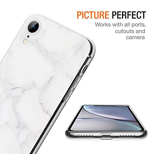 Pnakqil Funda iPhone XR, Silicona 3D Transparente con Dibujos Diseño Slim TPU Antigolpes Ultrafina de Protector Piel Case Cover Cárcasa Fundas para Movil Apple iPhoneXR, Marmol Blanca