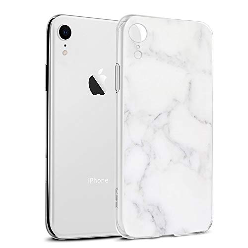 Pnakqil Funda iPhone XR, Silicona 3D Transparente con Dibujos Diseño Slim TPU Antigolpes Ultrafina de Protector Piel Case Cover Cárcasa Fundas para Movil Apple iPhoneXR, Marmol Blanca