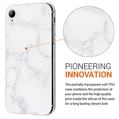 Pnakqil Funda iPhone XR, Silicona 3D Transparente con Dibujos Diseño Slim TPU Antigolpes Ultrafina de Protector Piel Case Cover Cárcasa Fundas para Movil Apple iPhoneXR, Marmol Blanca