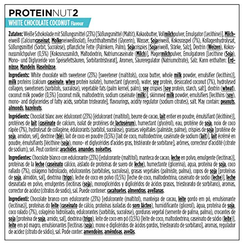 PowerBar Protein Nut2 White Chocolate Coconut 18x(2x22,5g) - Barras de Proteína con Bajo Contenido de Azúcar