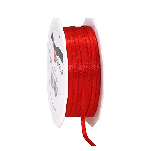 Prasent C.E, pattberg 3 mm 50 m de Cinta de Raso de Doble Cara, Rojo