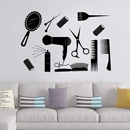 Pretty Salon Furniture Barber Shop Adhesivos De Pared Cabello Papel De Pared Para Peluquería Salon Room Decal Barber Sticker Adhesivos De Pared-42Cm X 62Cm