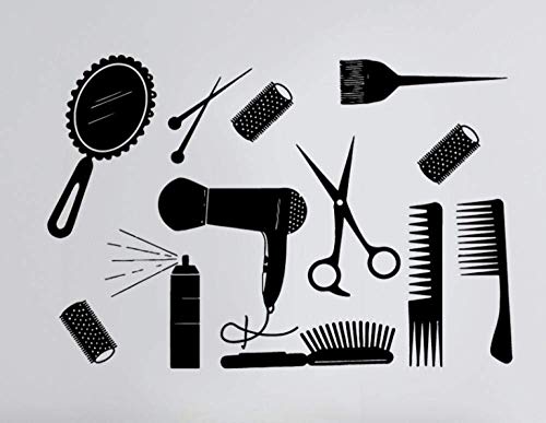 Pretty Salon Furniture Barber Shop Adhesivos De Pared Cabello Papel De Pared Para Peluquería Salon Room Decal Barber Sticker Adhesivos De Pared-42Cm X 62Cm