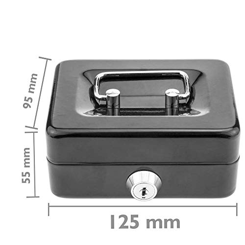 PrimeMatik - Caja Fuerte portátil para Dinero caudales Billetes y Monedas 125 x 95 x 55 mm