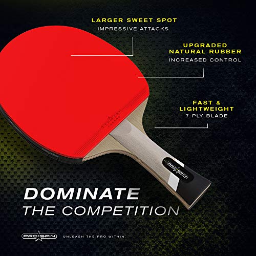 Pro-Spin Raqueta de tenis de mesa con tecnología de fibra de carbono para mayor control, efectos y potencia | Pala de ping pong de 7 capas, liviana y de alto rendimiento