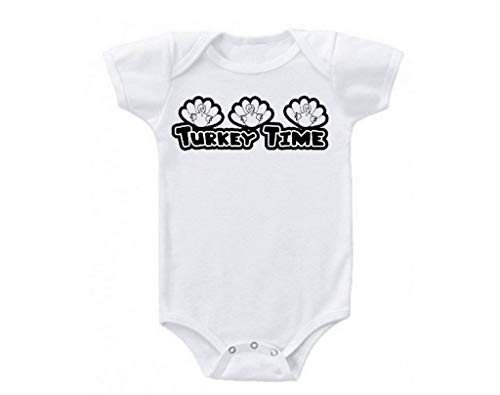 Promini Turkey Time Acción de Gracias Otoño de vacaciones lindo divertido elegante Bebé Onesie Regalo Novedad Bebés Body Blanco blanco 6 mes