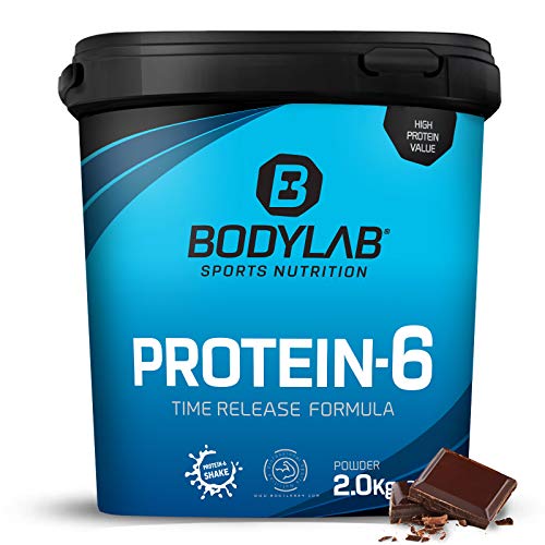 Protein-6 de Bodylab24 2 kg | Polvo de proteína multicomponente con 6 fuentes de proteína | Chocolate