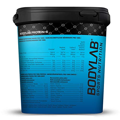 Protein-6 de Bodylab24 2 kg | Polvo de proteína multicomponente con 6 fuentes de proteína | Chocolate