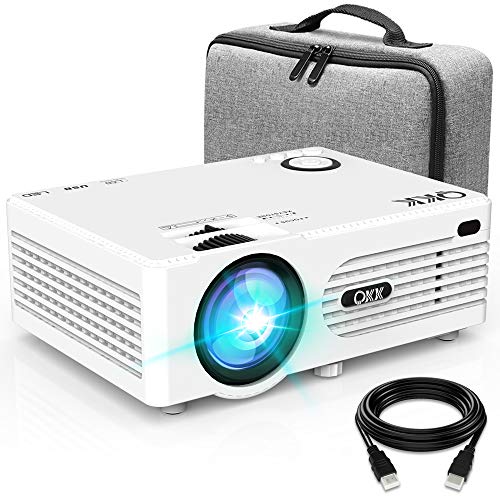 Proyector QKK 5000 Lumen Soporta 1080P Full HD, Proyector HD Nativo 720P con Bolsa de Transporte, Proyector Video Compatible con los TV Stick PS4 HDMI SD AV USB, Proyector Teatro en Casa, Blanco.