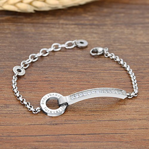 Pulsera Mujer Forever Love Acero Inoxidable Brazalete Deligado Ajustable Amor Regalo San Valentin Navidad para Amor Aniversario Boda