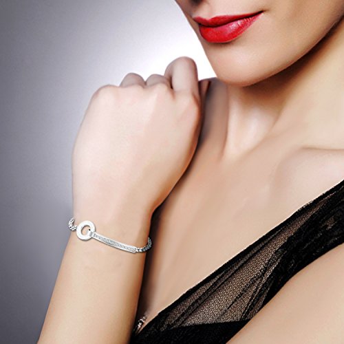 Pulsera Mujer Forever Love Acero Inoxidable Brazalete Deligado Ajustable Amor Regalo San Valentin Navidad para Amor Aniversario Boda