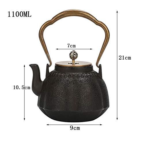 Q-HL Teteras Hierro Fundido Juegos de té Café Vintage de Hierro Fundido té Negro Tamices, Resistente al Calor Fabricante de té pequeño con Mango, for el Home Office Party, 1.1L