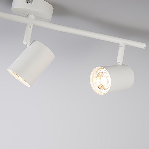 QAZQA Plafón moderno blanco inclinable - JEANA 3 Metálica Alargada Adecuado para LED Max. 3 x 35 Watt