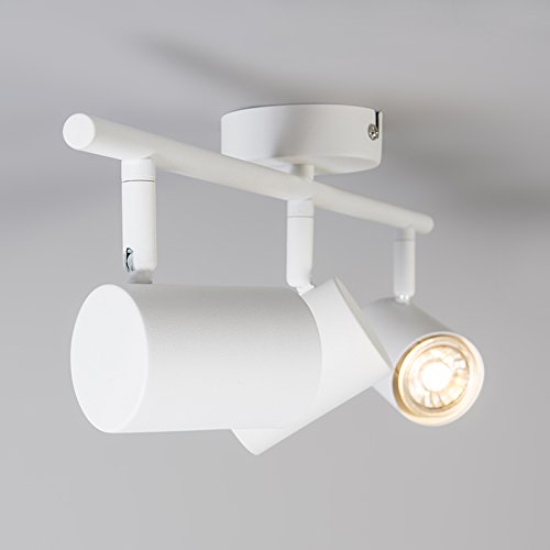 QAZQA Plafón moderno blanco inclinable - JEANA 3 Metálica Alargada Adecuado para LED Max. 3 x 35 Watt